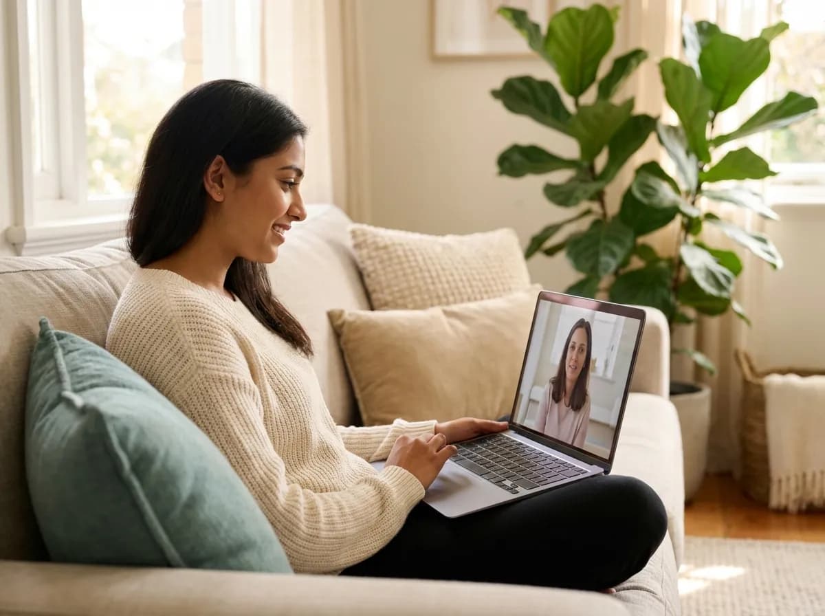 Client on a video counselling session from home